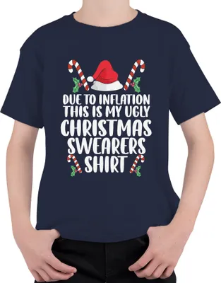 Produktbild von Inflation Ugly Christmas Sweater Shirt - Weihnachten Xmas Christmas Uni Kinder T-Shirt, Navy, 128