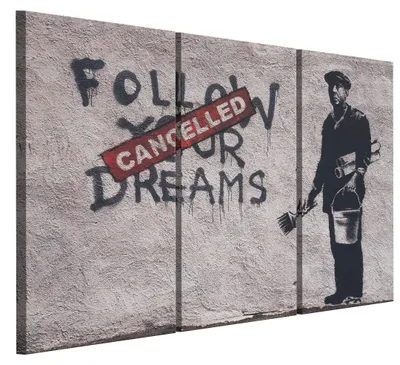 Produktbild von LUMASOUL Leinwand Bilder, Leinwandbild Natur Motiv, Wandbilder Holzrahmen und Webstuhl Wohnzimmer und Schlafzimmer, Bilder 90x60 cm Banksy Banksy 01