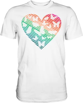 Produktbild von Frauen Retro Schmetterling Herz T-Shirt – White / XL