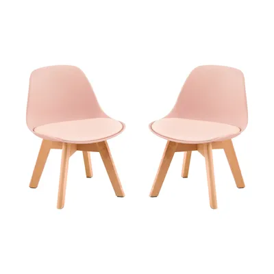 Produktbild von H.J WeDoo 2er Set Kinderstuhl mit Holzbeinen Sitzhöhe 33 cm, Kindermöbel Kindersitzmöbel Rosa