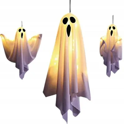 Obrázok produktu pre 2 kusy Halloween dekorácie Závesné duchovia Záhradné dvere Party dekorácie Horor LED