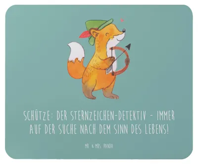Produktbild von Mr. & Mrs. Panda Mousepad Schützenblick - Meeresbrise - Geschenk, Optimismus, Horoskop, Handgefertigt, Geschenke Sternzeichen, Tierkreiszeichen, Mouse Pad, Mauspad, pc