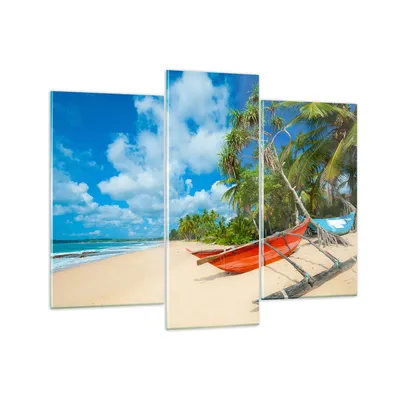 Produktbild von Bilder auf glas - Golf Ozean Palme Boot - 130x100cm - Glasbilder - Wandbilder - Kunstdruck - zum Aufhängen bereit - Wanddekoration aus Glas - Glas Bilder - Wandbild auf Glas - GCB130x100-2388