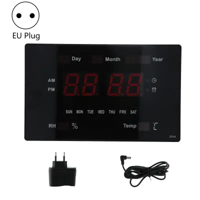 Obrázek produktu pro 100-240V LED digitální hodiny Multifunkční nástěnné hodiny s ukazatelem teploty a vlhkosti Věčný kalendář EU
