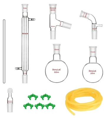 Glas-Destillationsset 500 ml, 24/40, für Normal- und Vakuumdestillation