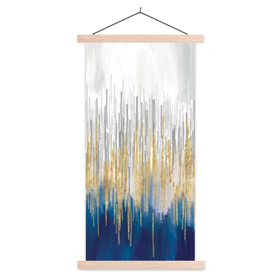 Produktbild von MuchoWow® Textilposter Abstrakt - Gemälde - Öl 40x80 cm mit holzfarbenen Rahmen - Wohnzimmer