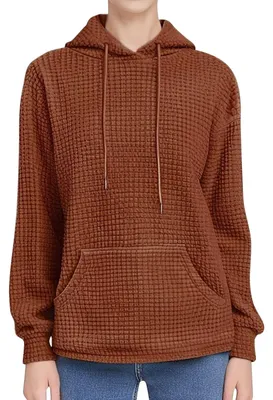 Immagine prodotto di Solidchoice - Felpa a maglia waffle casual da donna, con maniche lunghe