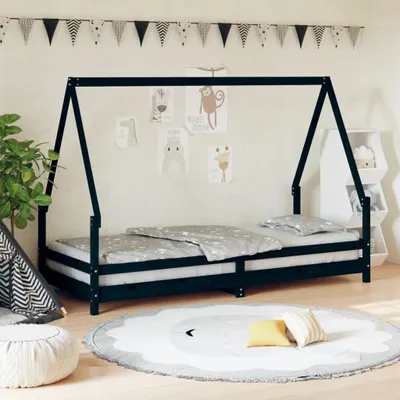Obrázok produktu pre Maison Exclusive - Detská posteľ Čierna 80x200 cm Masívne drevo Borovica