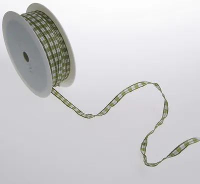 Produktbild von Karoband mit Drahtkante - olivgrün - 5 mm auf 100 m Rolle - 64098 5 66
