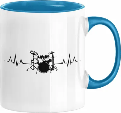 Produktbild von Drummer Schlagzeug-Spieler Geschenk Tasse Geschenkidee Kaffee-Becher Schlagzeuger Herzschlag (Blau)