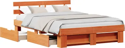 Image de Cadre de lit brun cireux 160 x 200 cm Pin massif