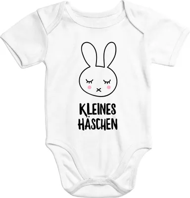 Produktbild von Baby Body mit Kleines Häschen Hase Aufdruck Baumwolle kurzarm Moonworks®  0-3 Monate