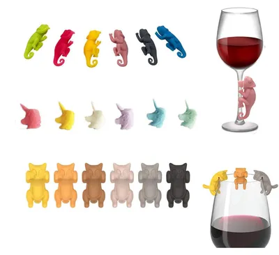 Produktbild von Silikon-Glasmarkierer – Getränkemarkierer – Glasmarkierer für den Glasrand – Markierungen für Gläser, ideal für Partys – Champagner-, Cocktail- und Weingläser – 18 Stück