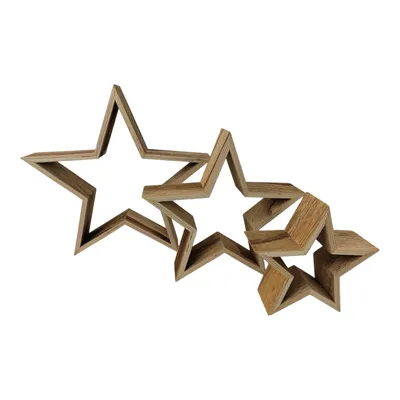 Produktbild von Holzstern Deko Set 3 Stück Natur oder Weiß Weihnachtsdekoration 30 cm 22 cm 17 cm