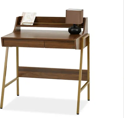 Image de Bureau minimaliste RENO - noyer / or