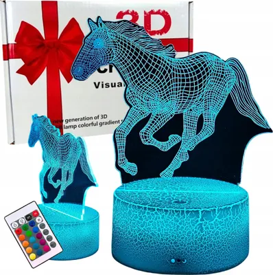 Obrázek produktu pro Noční lampička pro děti Horse Horse 16 LED 3D + dálkové ovládání