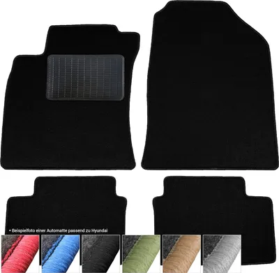 Produktbild von moto-MOLTICO Fußmatten Auto Velours Autoteppiche Schwarz Automatten Set 4-teilig passend für Hyundai Accent I 1994-2000 (Schwarze - Ziernähte)