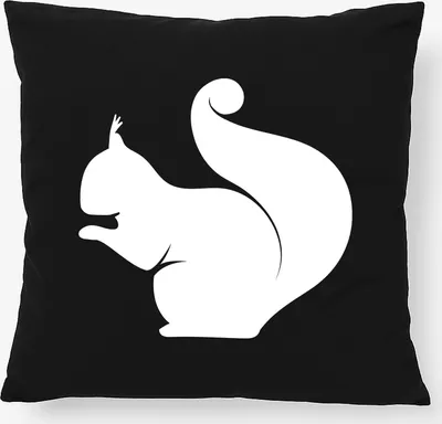 Produktbild von Huuraa Kissen Eichhörnchen Silhouette 40x40cm mit Füllung Black Baumwolle Dekokissen Geschenkidee