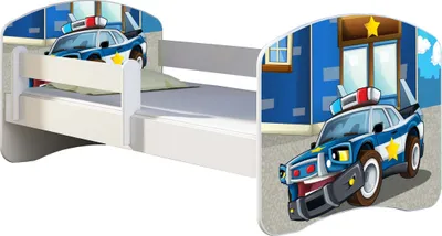 Image de ACMA lit d'adolescent lit d'enfant lit junior set complet avec matelas sommier à lattes et protection antichute blanc 38 police 140x70