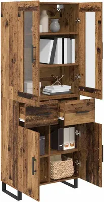 Image de vidaXL Buffet haut avec tiroirs, 2 pièces, bois recyclé, aggloméré