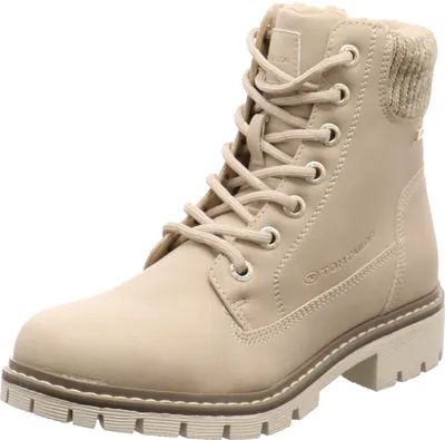 A single beige boot is shown against a white background.
