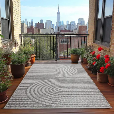 Imagen del producto de Ayyildiz Alfombras para exterior y patio Gris 120x170 cm Alfombra, resistente a la intemperie y a los rayos UV, cocina, balcón, jardín, salón y comedor