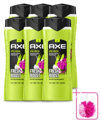 Image de 6 x Gel douche 3-en-1 AXE Epic Fresh, format économique - 400 ml - Pack de 6
