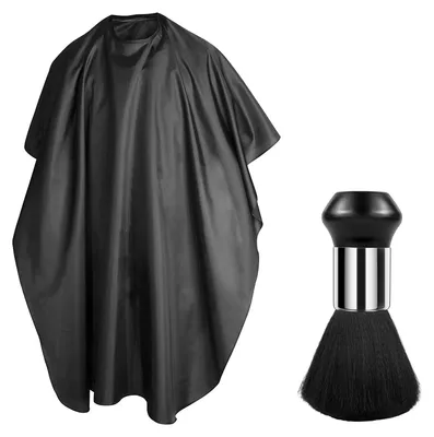 Image de Cape de coiffure - Cape de coupe avec bavette nuque - Noir - Mixte - 2 pièces - Pour salon et maison