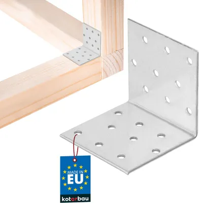 Zdjęcie produktu dla KOTARBAU® Łącznik kątowy Kątownik do dużych obciążeń 60 x 60 x 60 mm stal ocynkowana Kątownik stalowy Stabilny Trwały łącznik belki Srebrny