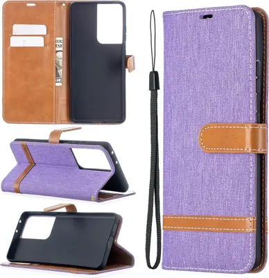 Produktbild von König Design Hülle kompatibel mit Samsung Galaxy S21 Ultra Kunstleder Handyhülle - Handy Case Violett