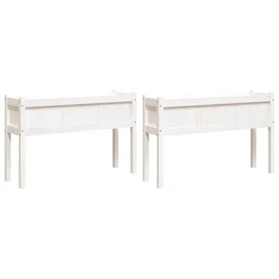 Produktbild von vidaXL Pflanzkübel 2 Stk. mit Beinen Weiß Massivholz Kiefer