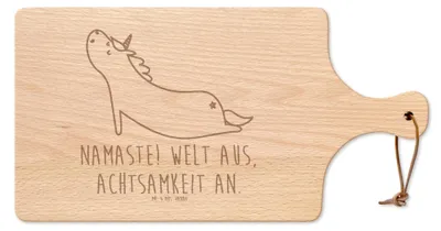 Produktbild von Mr. & Mrs. Panda Schneidebrett Einhorn Yoga - Transparent - Geschenk, Hackbrett, Yogamatte, Witzig, Unicorn, Einhörner, Frühstücksbrettchen, holzschneidebrett, Holzbrett
