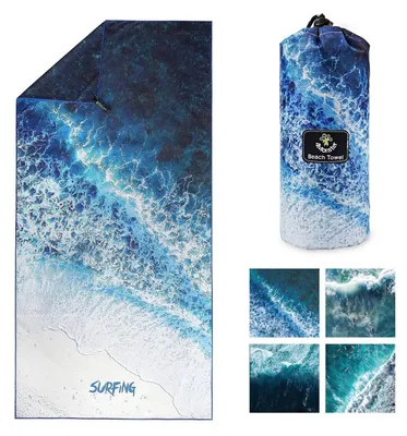 Produktbild von Strandtuch Mikrofaser sandfrei schnelltrocknend 80 x 160 cm Ozean-A Blau