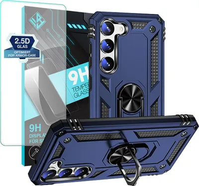 Produktbild von Armor Outdoor Handyhülle für Samsung Galaxy S23 Handy Panzer Case Schutzhülle mit 9H Displayglas Displayschutz Farbe: Blau