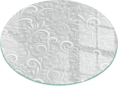 Produktbild von Glasbodenplatte für Fi 80 cm – Kaminofen – Kaminplatte Glas – Schutzglas – Funkenschutzplatte –Glasbodenplatte Feuerfeste – Hitzeschutzplatte – Bodenschutz aus Glas – Elegantes Pflanzenmuster
