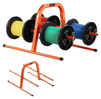 Image de Support de bobines de fil VEVOR, capacité de 45 kg, distributeur de câble manuel, châssis en tube d'acier, pour le rangement de jusqu'à 8 bobines d'un diamètre maximal de 24 cm dans différentes conditions