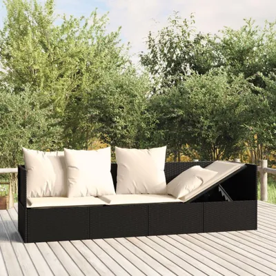 Immagine prodotto di Lettino da esterno con cuscini in poly rattan grigio