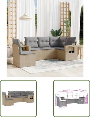 Produktbild von The Living Store 5-tlg. Garten-Sofagarnitur mit Kissen Beige Poly Rattan