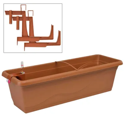 Image de Bac à fleurs 59cm avec support de bac et réservoir d'eau Bac à plantes de balcon
