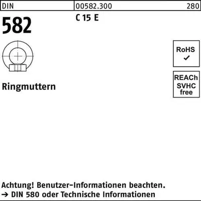 Produktbild von Ringmutter DIN 582 M 20 C 15 E Ohne Oberflächenangabe 10 Stück
