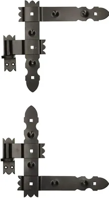 Produktbild von KOTARBAU® Winkelband 300 x 300 mm mit Kloben 1 Paar Fensterladenband Winkelscharnier Türband Torband Schwarz Pulverbeschichtet Fensterband Baubeschlag