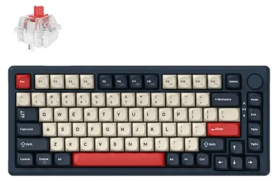Image de Clavier mécanique sans fil Keychron J2, compatible QMK, avec rétroéclairage RGB et système de commutation à chaud, pour Mac, Windows et Linux. Couleur : bleu foncé. Interrupteurs : Keychron Super Red