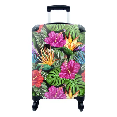 Produktbild von MuchoWow® Koffer Handgepäck Trolley Rollkoffer Kleine Reisekoffer mit 4 Rollen - Tropisch - Muster - Monstera - Cabin Size < 55x40x23 cm & 55x40x20 cm - Fotokoffer - Kabinenkoffer - Boardgepäck - Reise-Box - Reisekoffer - Reisegepäck - Koffer mit Bild - Trolley für Kinder