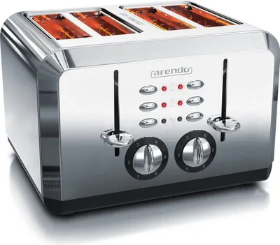 Produktbild von Arendo Toaster, 4 kurze Schlitze, für 4 Scheiben, 1630 W, Automatik, Edelstahl, Wärmeisolierendes Doppelwandgehäuse, silber