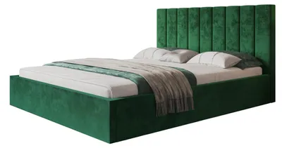 Produktbild von AlpiMeble Bett 200x200 - Polsterbett mit Bettkasten und Metallrahmen - Modern Betten - Glatter Kronos-Stoff - Kollektion Sapporo - Grün