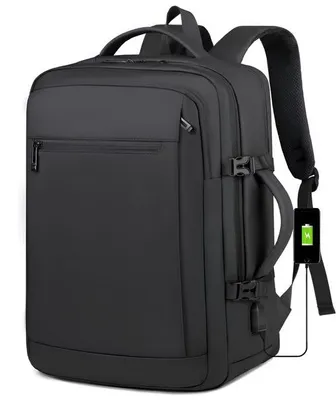 Produktbild von CarryQuest® - Laptoprucksack - 16 Zoll - Canvas mit Lederakzenten - Schwarz