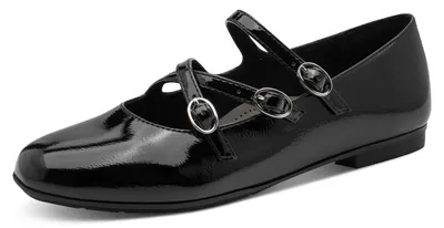 Productafbeelding van Tamaris dames ballerina's met bandjes, zwart lakleer, maat 42