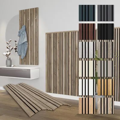 Produktbild von HEXIM Akustikpaneele 138,5x60cm Holz Mila - flexible Holzpaneele Platten Wandpaneele Wanddeko Wand Kombipaneel Wandverkleidung Schalldämmung Akustikfilz braun (0.83m² Sonoma Oak)