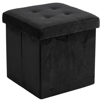 Produktbild von Samtstoffhocker mit Stauraum, faltbar, 38 x 38 x 38 cm