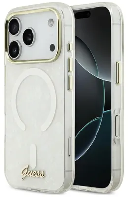 Immagine prodotto di Custodia Guess IML Shell Script Metal MagSafe per iPhone 17 Pro Max - bianca